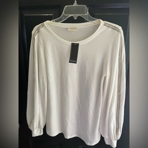 Perception Concept Jeweled Sleeve Sweater stretchy so soft! Size Large L nwt